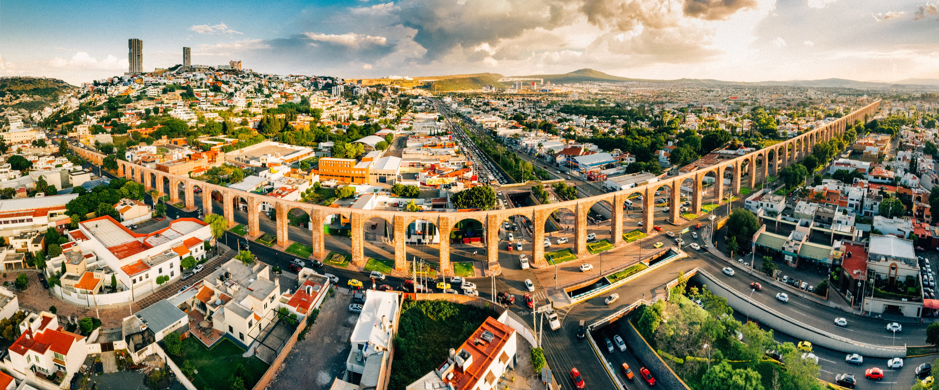 Panoramic Aerial View of Santiago de Queretaro Mexico